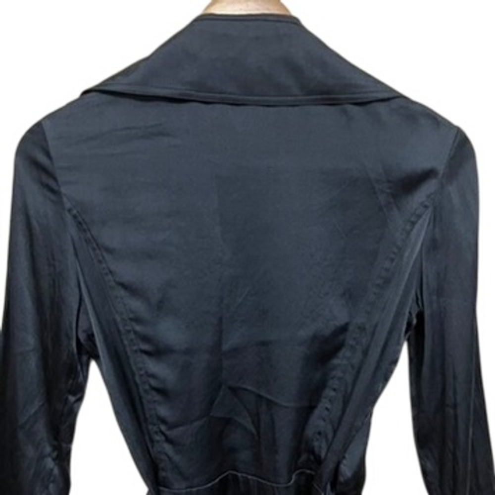 Diane von Furstenberg Silk Lycra Wrap Shirt Blouse Top Black Size‎ 4 - Picture 6 of 7